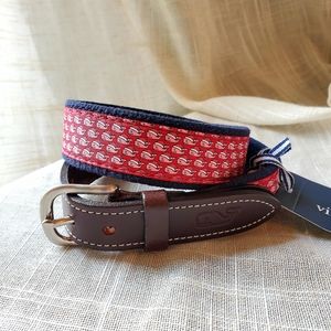 VINEYARD VINES Kids' Santa Whale Canvas Club Belt In Red